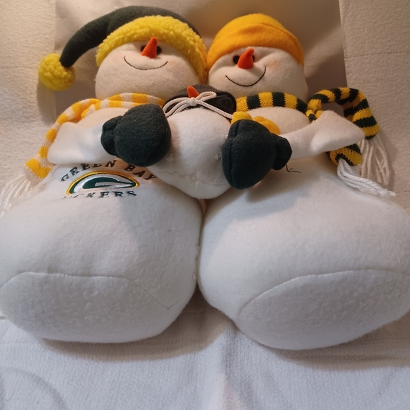 GREEN BAY PACKERS PLUSH SNOWMEN FAMILY OF 3 FANS - Picture 2 of 8